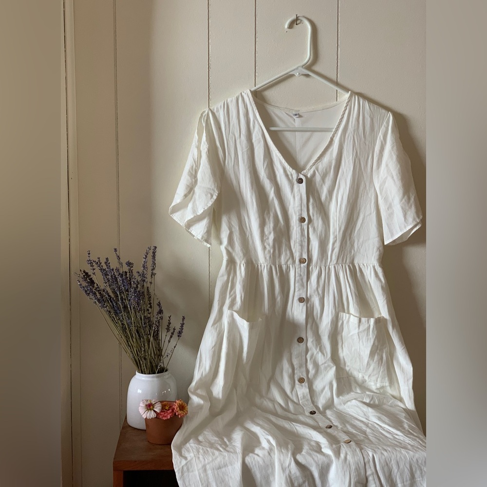 Simply Beautiful Linen White Dress